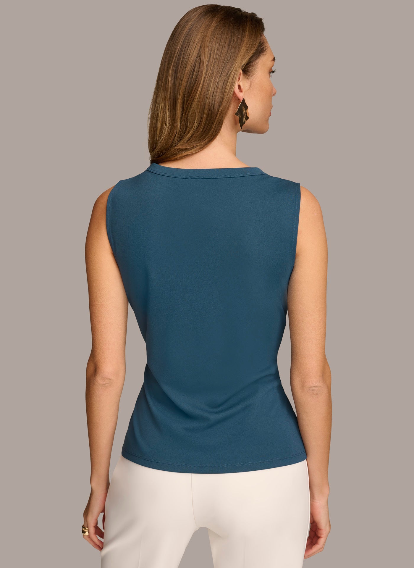 (image for) CONCISE SLEEVELESS KNIT TOP WITH BUTTON DETAIL